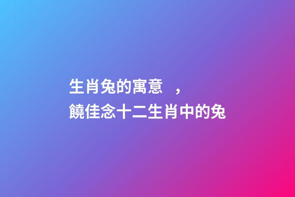 生肖兔的寓意，饒佳念十二生肖中的兔-第1張-觀點(diǎn)-玄機(jī)派
